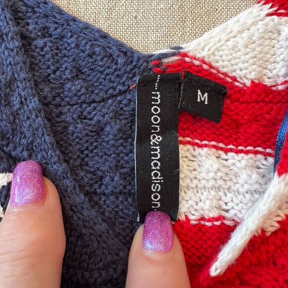 moon&madison Anthropologie Patriotic Knitted Tank Women M  American Flag Design - Picture 3 of 14